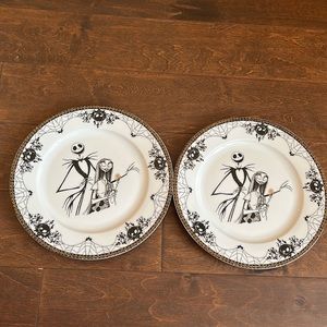 Set Of 2 Disney Nightmare Before Christmas Jack & Sally 10.5" Dinner Plate NEW
